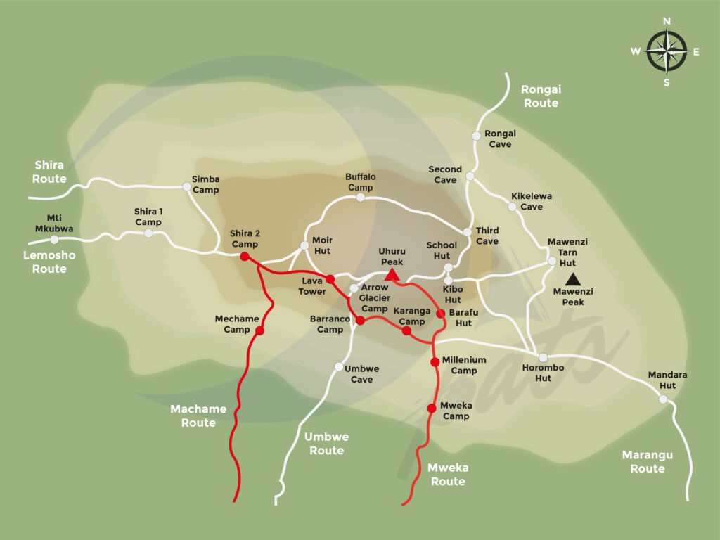 Machame Kilimanjaro Route Map