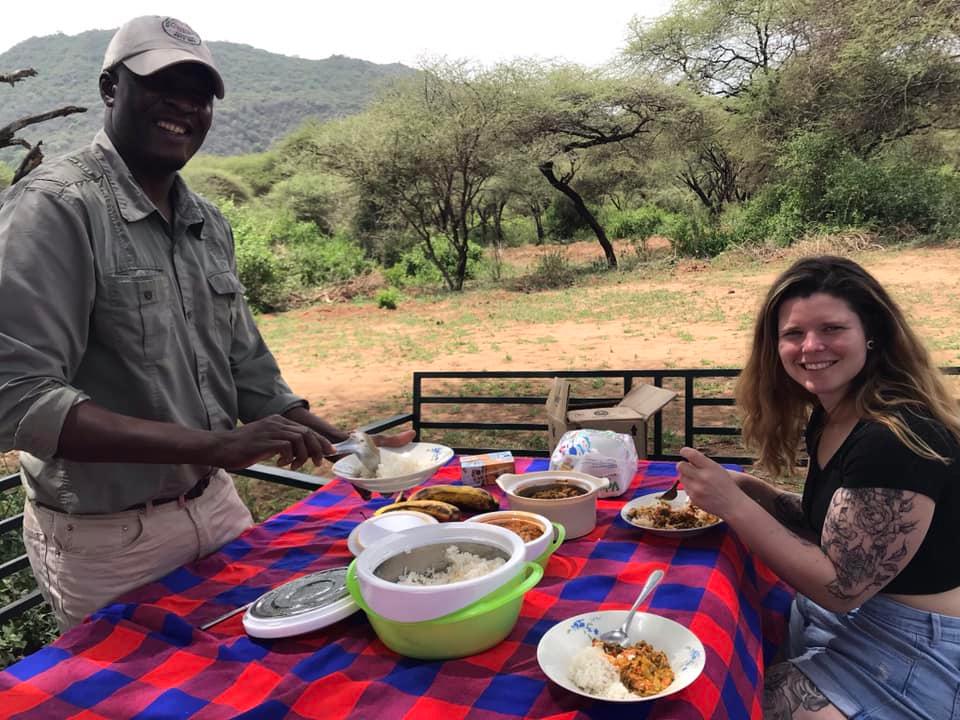 Laura having lunch at Ngorongoro