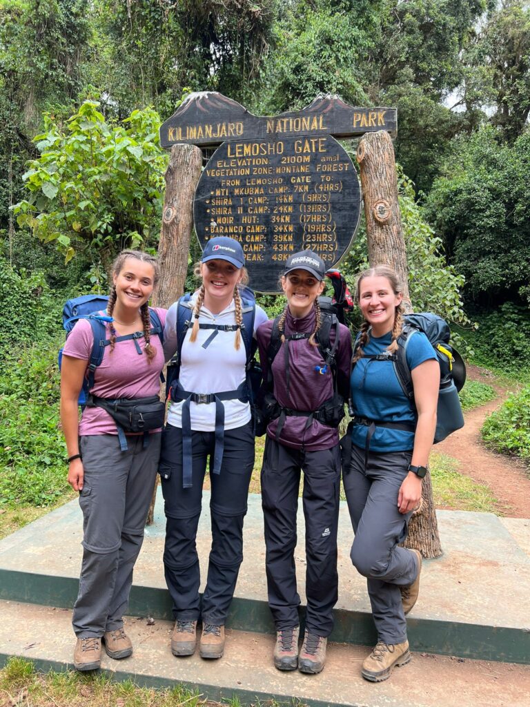 Alice, Diane, Amit, Rhiannon and Louise at Kilimanjaro's Lemosho Gate
