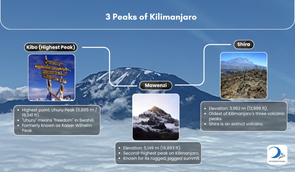 Kibo, Mawenzi and Shira Peaks