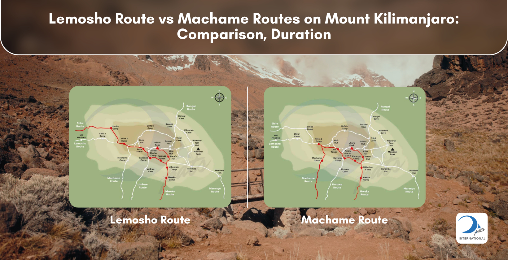 Lemosho and Machame Maps